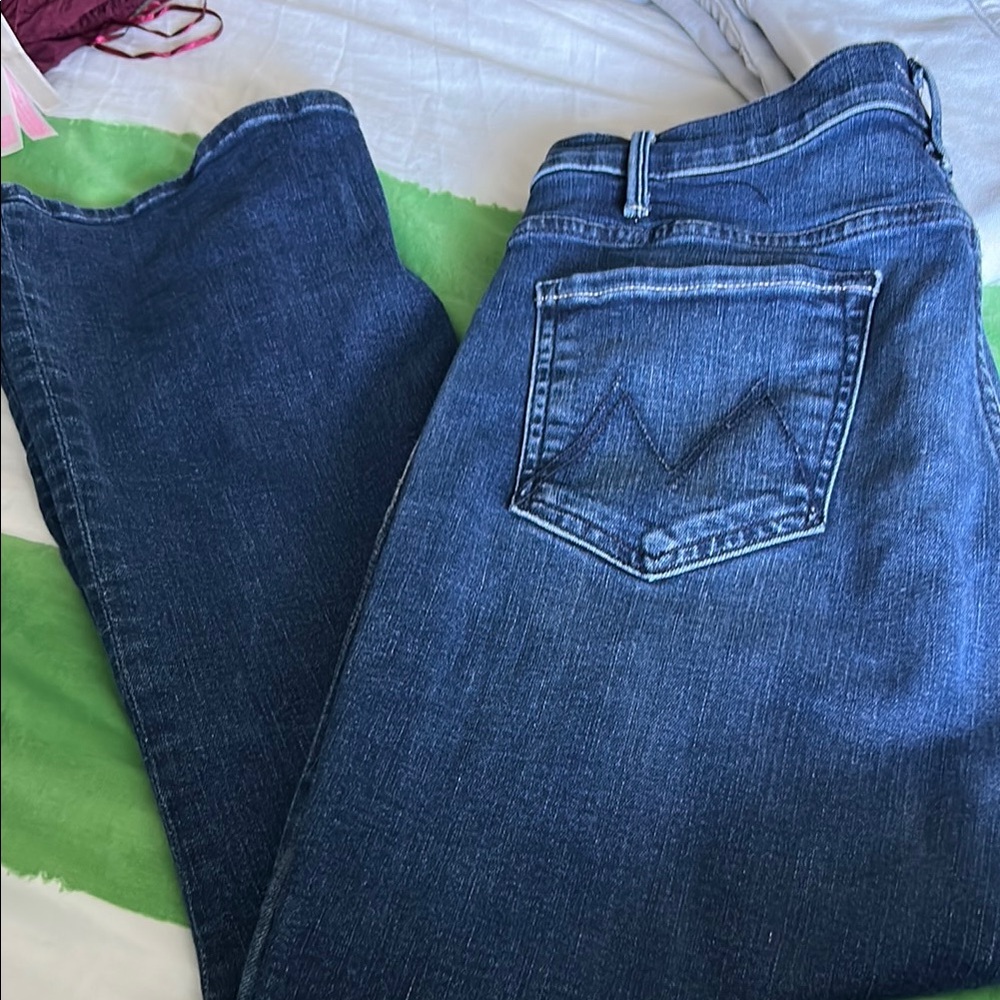 MOTHER Dark Blue Straight Leg Jeans lil mother hustler ankle size 31